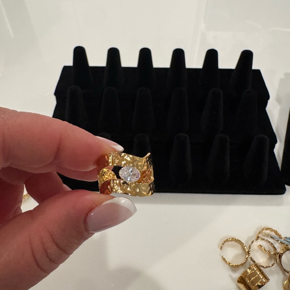 Elegant Gold Ring with Crystal Accent 18k plate gold